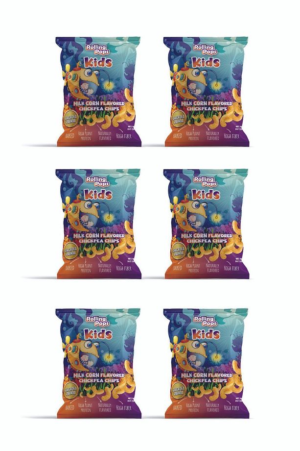 56g ROLLİNG POPS KIDS Süt Mısır Çeşnili Nohut ve Kinoa Cipsi Seti 6 adet - 1
