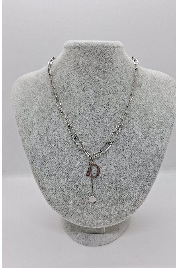 Steel Clip D Necklace Silver