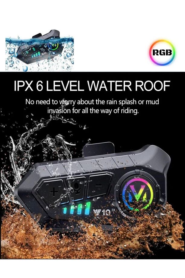 300 Mt Intercom 2 Eşleşmeli Kask Kulaklık Y-10pr Su Geçirmez Bluetooth Motosiklet Intercom Kulaklık - 6