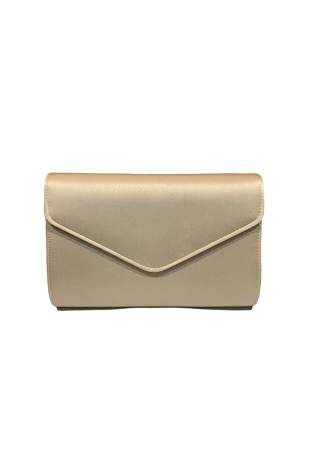 Gold Piping Leather Evening Dress Clutch Hidden Shoulder Chain Bag