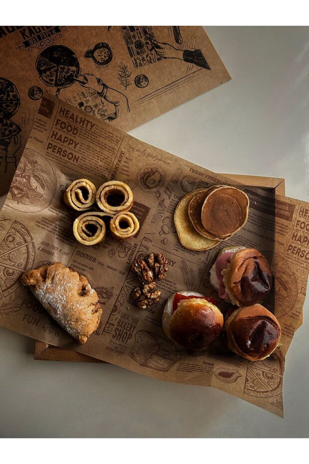 Oil Paper, 48 Pieces Gourmet Pattern Presentation Paper Vintage Oil Paper