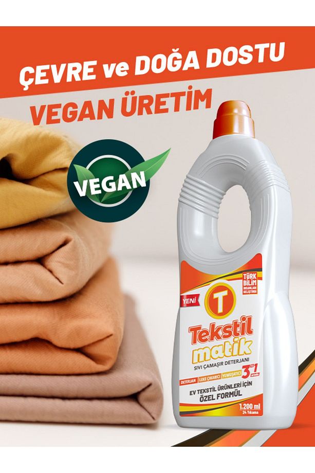 3'ü 1 Arada Sıvı Çamaşır Deterjanı 1200 ml-Tekstilmatik Sıvı Vegan Çamaşır Deterjanı 1200 ml - 3