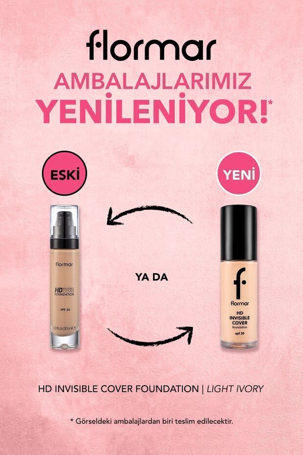 Doğal Bitişli Fondöten (PEMBE ALT TON) - Invisible Cover Hd Fdt. - 040 Light Ivory - 8682536059039 - 3