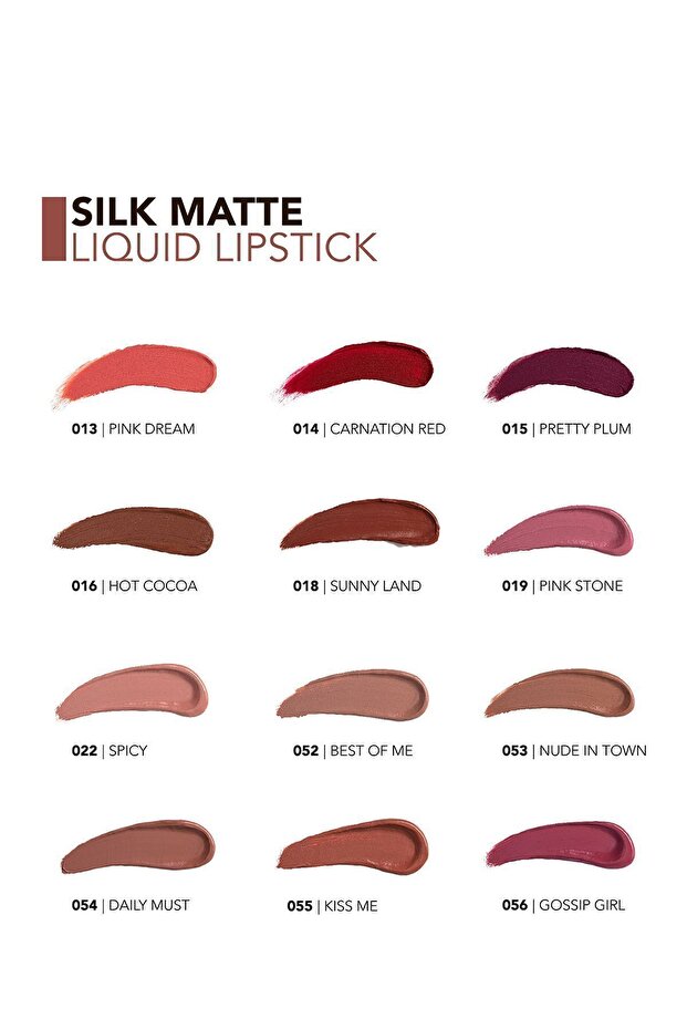 Kadife Dokulu Likit Mat Ruj - Silk Matte Liquid Lipstick - 010 TENDER TERRA - 8690604505371 - 6