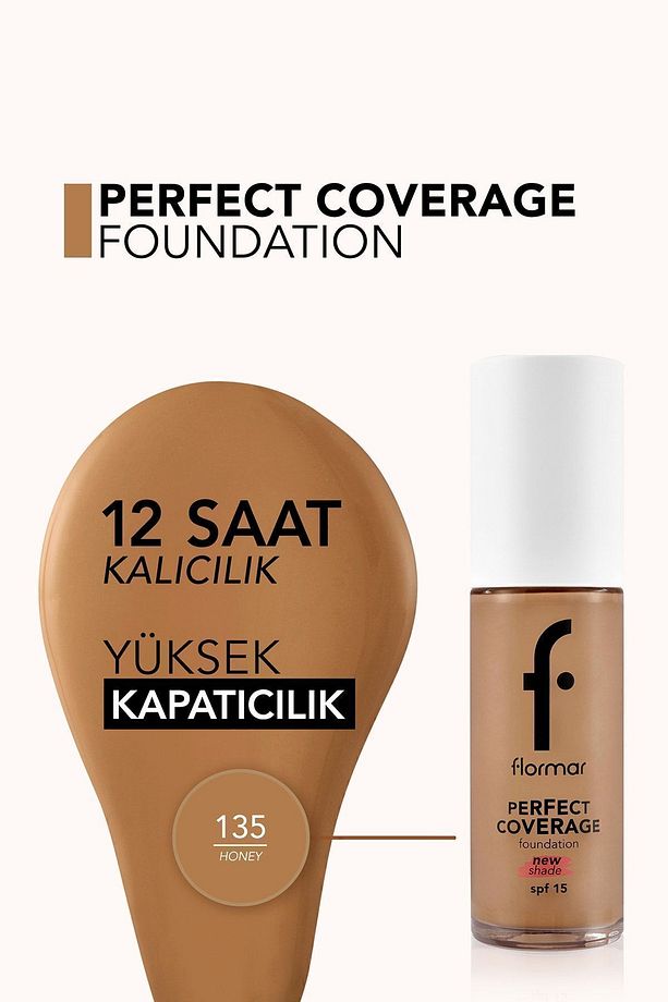 Perfect Coverage Yoğun Kapatıcı Su Bazlı Fondöten (Sıcak Alt Ton) -135 Hazel -8682536070638 - 4