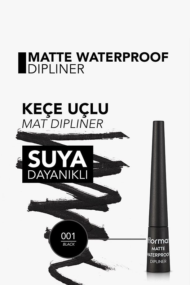 Suya Dayanıklı Mat Dipliner (SİYAH) - Waterproof Dipliner - 001 Black - 8690604536481 - 4