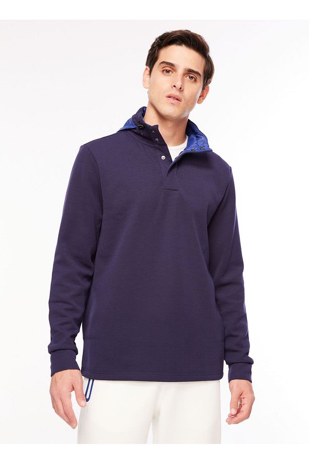 Kapüşon Yaka Düz Lacivert Erkek Sweatshırt F3wm-swt140 - 3