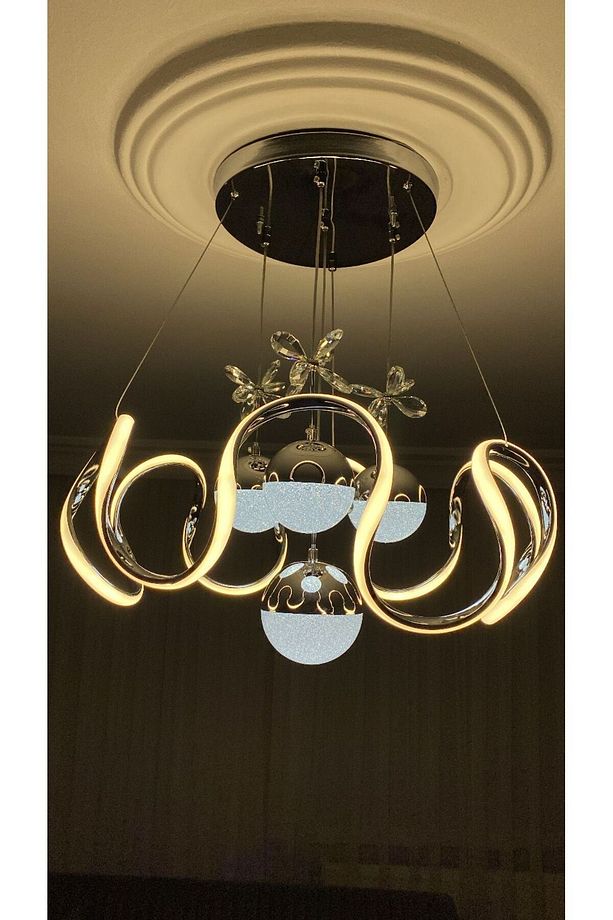 MODERN LED AVİZE 4 TOPLU KROM KAPLAMALI - 2
