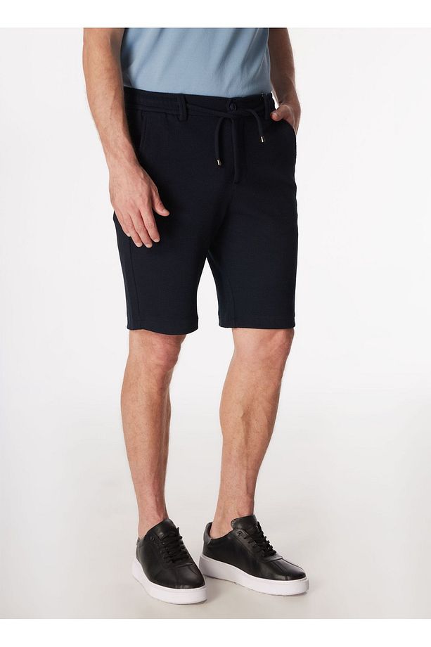 Lacivert Erkek Bağlamalı Basic Bermuda Şort F4sm-sht-0757 - 3