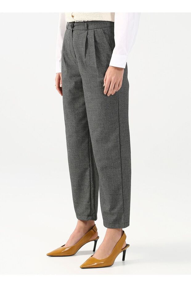 Normal Bel Basic Antrasit Kadın Pantolon Lotus - 3