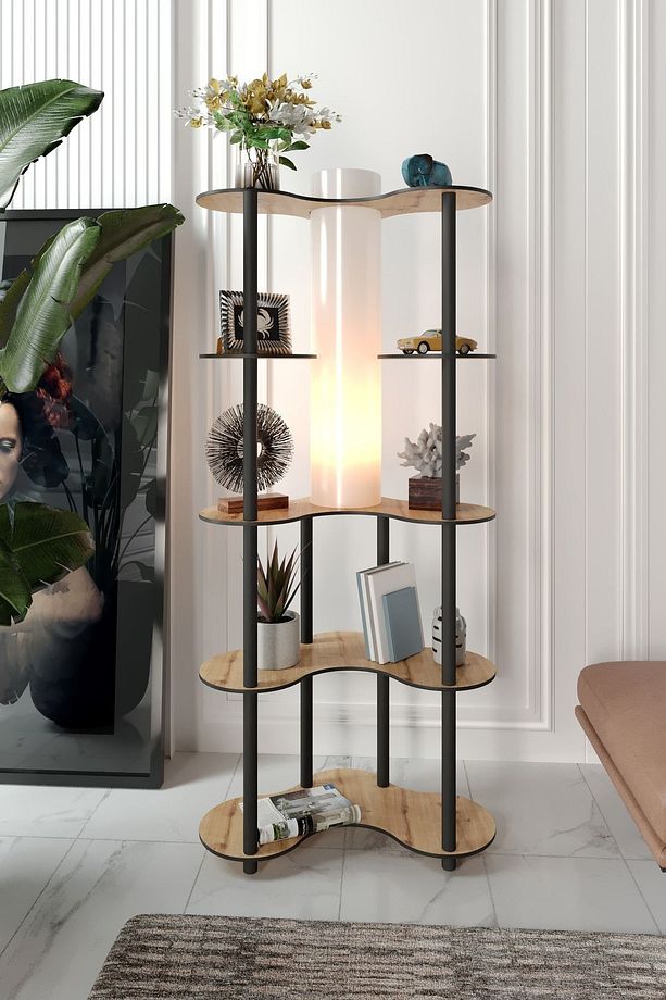 Atlas Raflı Modern Lambader Dekoratif Abajurlu Kitaplık - 2