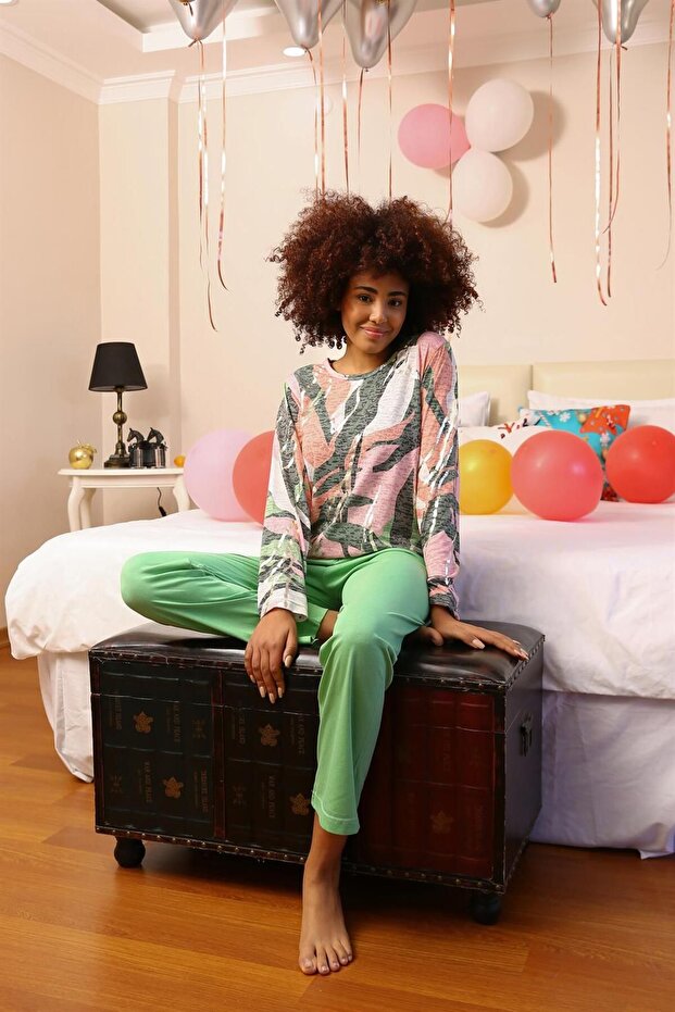 Women's Long Sleeve Combed Cotton Pajama Set 4201