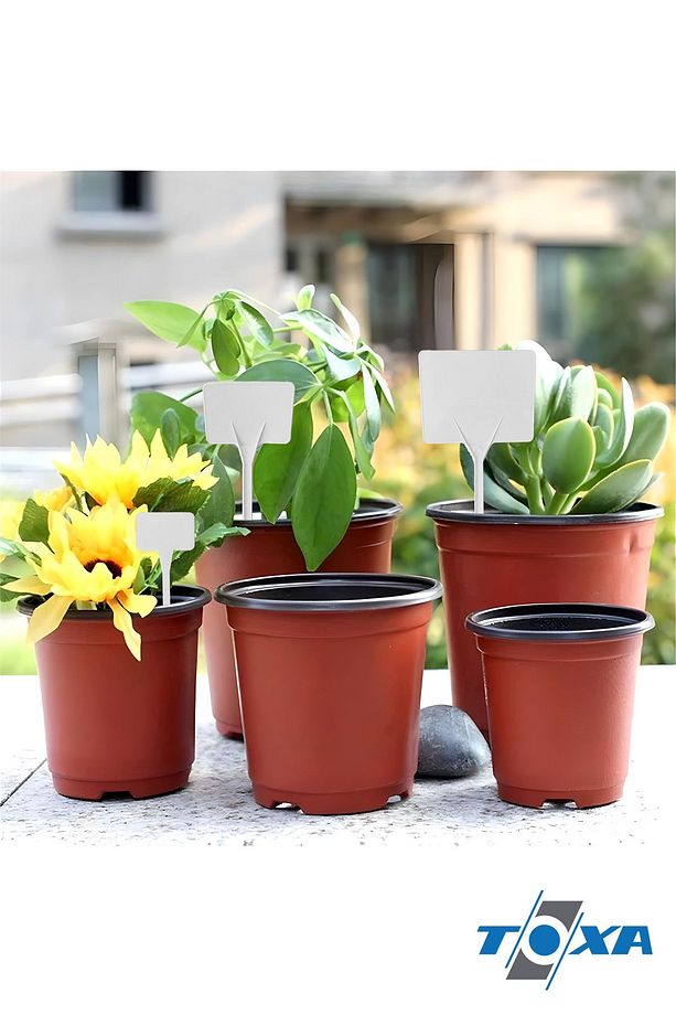 Sera Saksı Etiketi 10 Adet 20x6cm Plastik Çiçek Bitki Fide Levhası Kazıklı Fiyat Etiket Sarı - 4