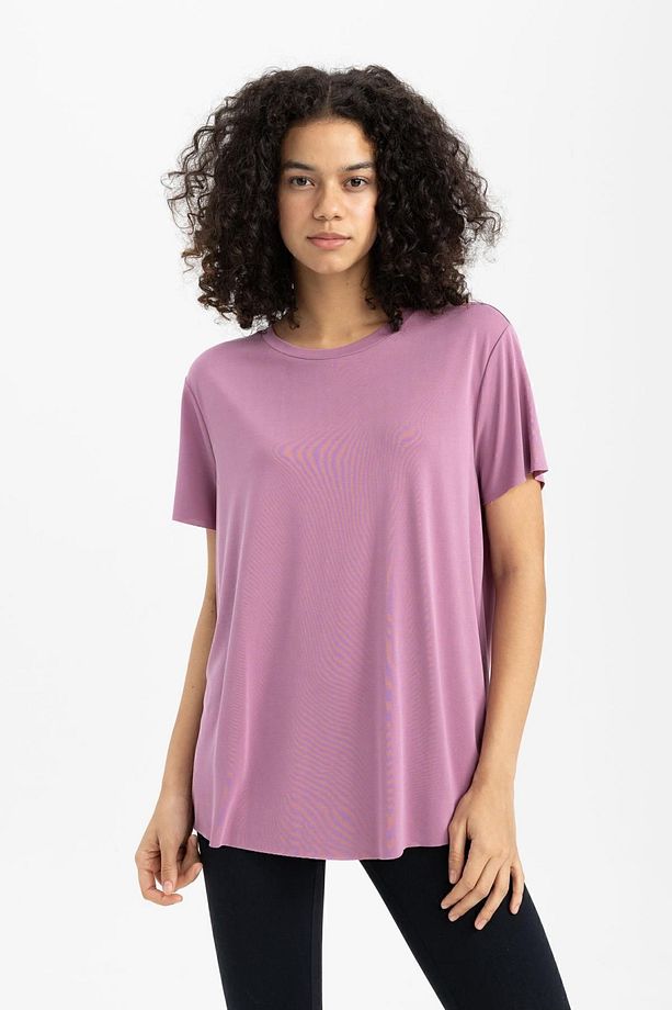 Fit Oversize Modal Bisiklet Yaka Sporcu Kısa Kollu Tişört B5536ax24sp - 6