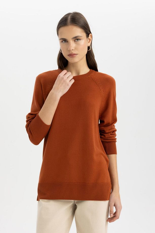Regular Fit Yumuşak Dokulu Bisiklet Yaka Reglan Kol Basic Düz Triko Kazak I6913az24wn - 4