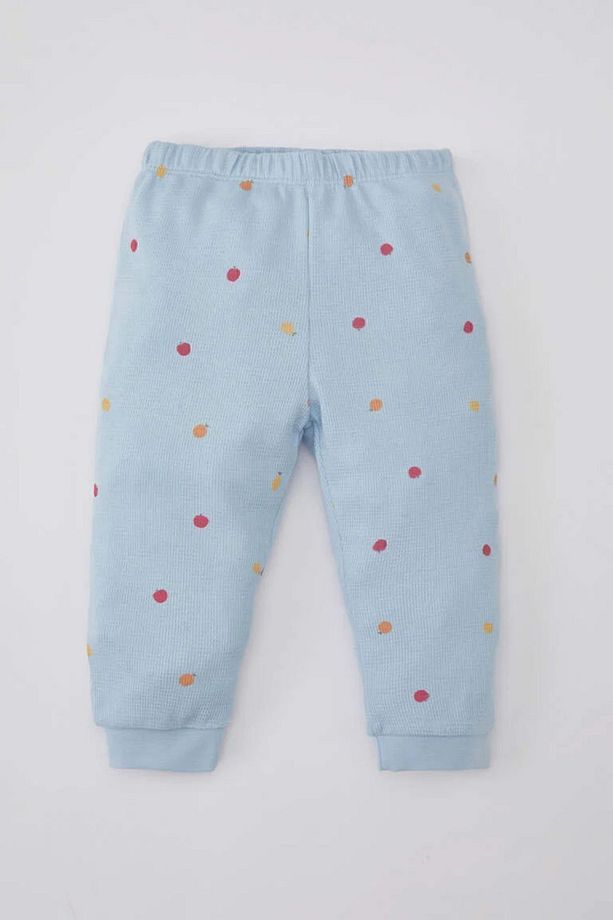 Kız Bebek Pijama Takım Meyve Desenli Uzun Kollu Waffle Üst Beli Lastikli Uzun Alt B7745a524sp - 2