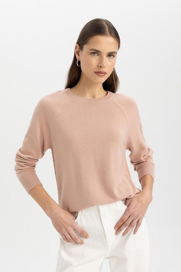 Regular Fit Yumuşak Dokulu Bisiklet Yaka Basic Düz Triko Kazak I6913az24wn - 3