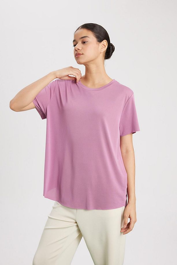 Fit Oversize Modal Bisiklet Yaka Sporcu Kısa Kollu Tişört B5536ax24sp - 1