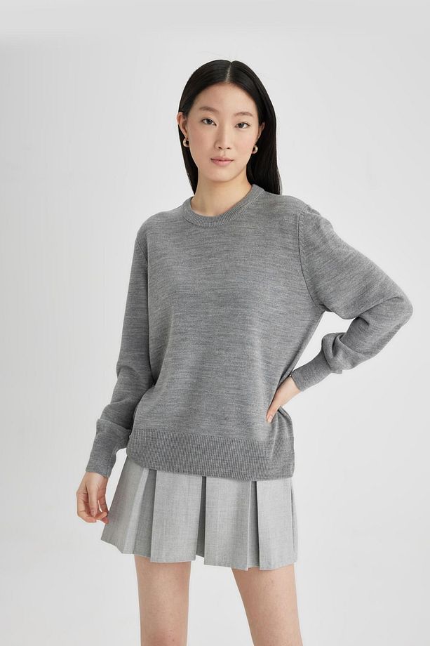 Regular Fit Yumuşak Dokulu Bisiklet Yaka Basic Düz Triko Kazak C0058ax24wn - 4