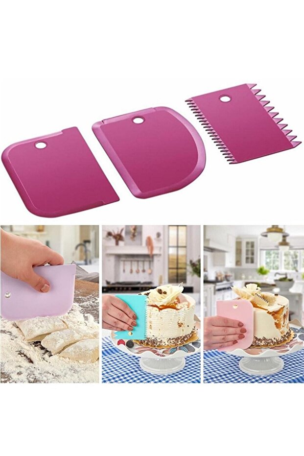 Practical 3-Piece Dough Scraper Set - Decorator Scraper - 3
