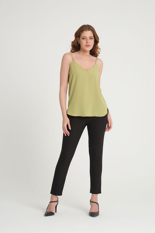 Askılı V Yaka Bluz Olive - 3