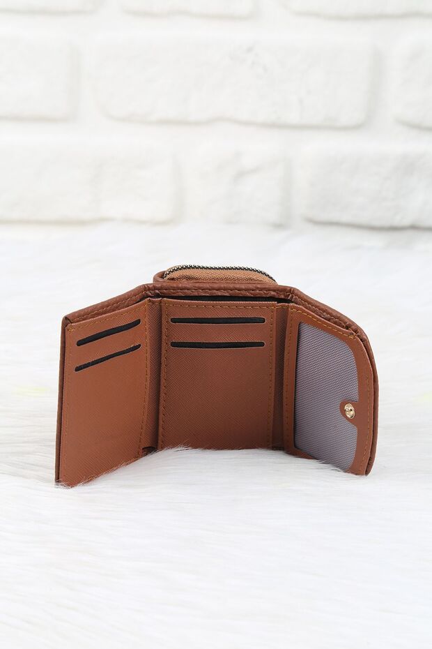 Leather Look Patterned Wallet - 4