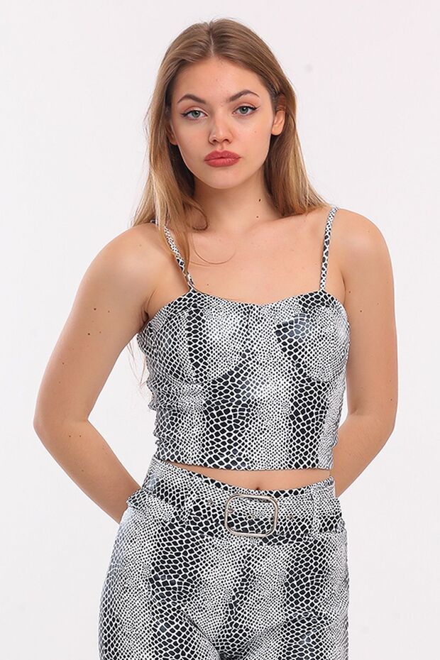 Patterned Covered Bustier Bst31901yn Snake - 1