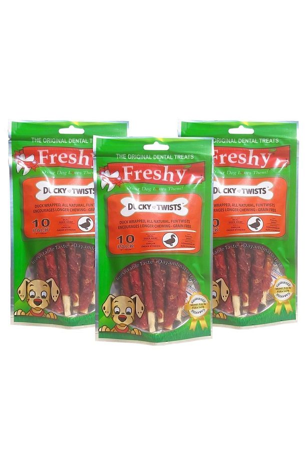 Ducky Twists - Aylık Set - Üçlü Paket - Ördek Eti Kaplı Burgu Çubuklar - 270 Gram - 30 Adet - 1