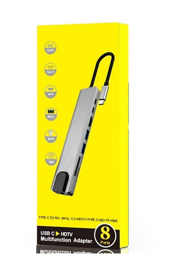 Hubstein 8 In 1 Ethernet Sd Usb Type C Hub Hdmı Girişli Macbook Çevirici - 4