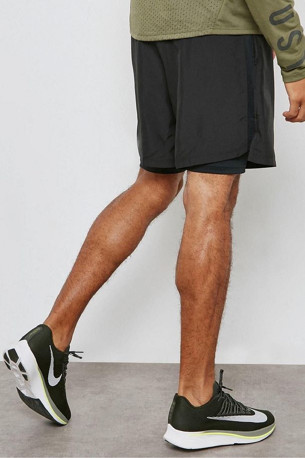 Challenger7 2 In 1 Running Shorts Taytlı Siyah Koşu Şortu - 2