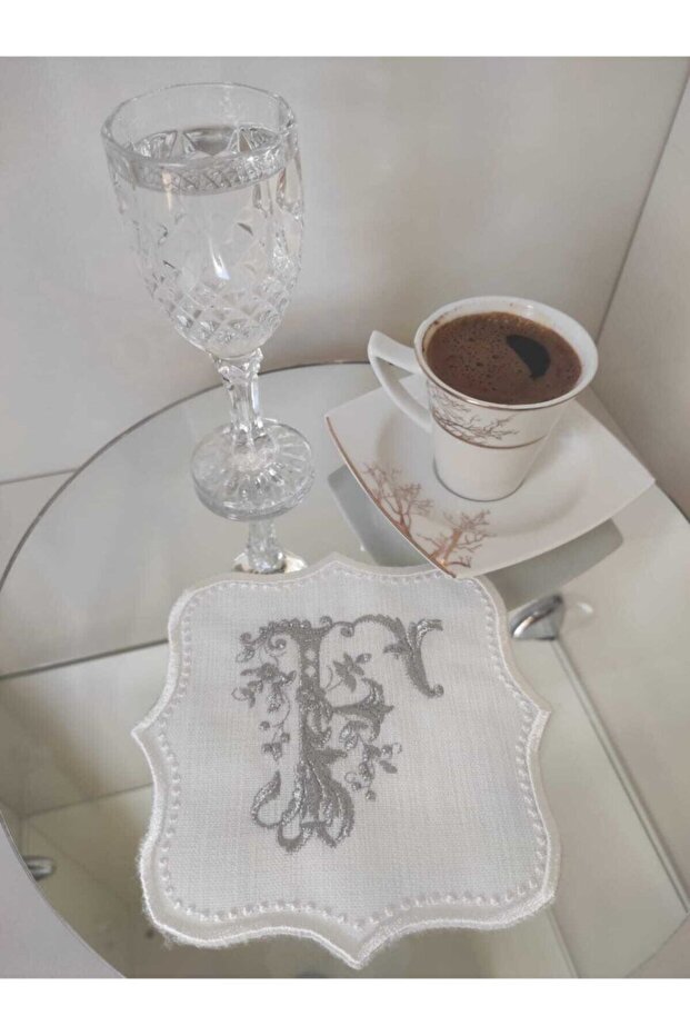 Letter Cocktail Napkin Silver "f" Letter Single