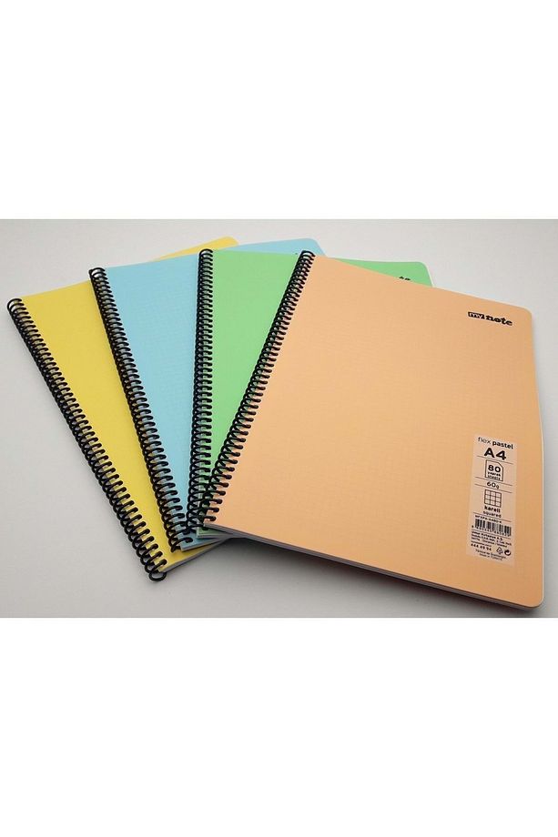 My Note Flex Pastel A4 Spiralli 80 Yaprak Kareli 4 Lü Paket - 1