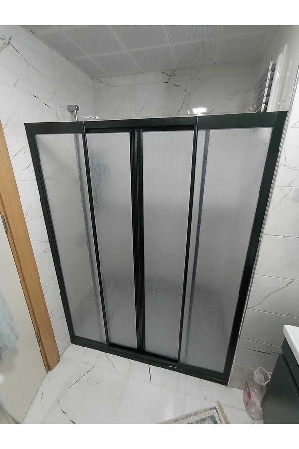 155cm Teknesiz Plastik Camlı Siyah Profilli Duşakabin Nd422 - 5
