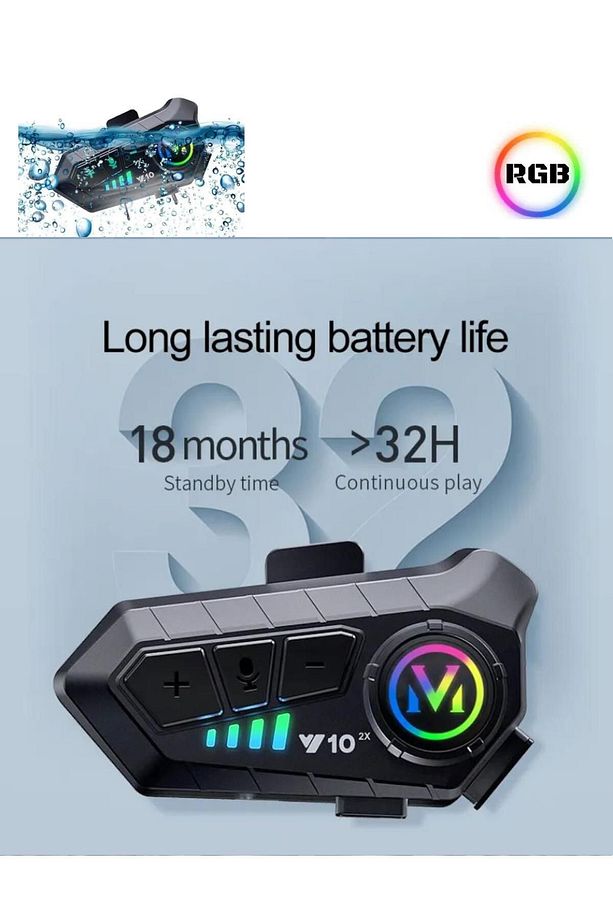 300 Mt Intercom 2 Eşleşmeli Kask Kulaklık Y-10pr Su Geçirmez Bluetooth Motosiklet Intercom Kulaklık - 5