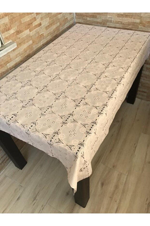 Lace Motif PVC Tablecloth Cream