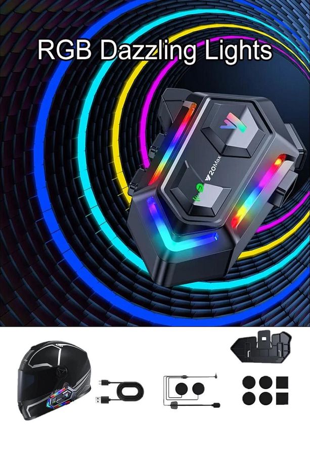 300 Mt Intercom 2 Eşleşmeli Kask Kulaklık V-20mx Su Geçirmez Bluetooth Motosiklet Intercom Kulaklık - 5