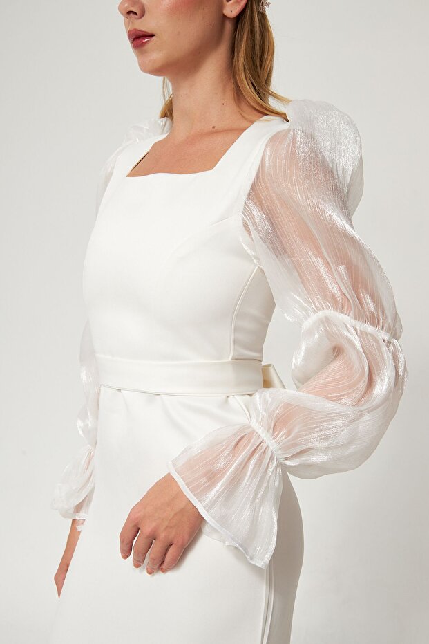 lastikli kol kalem elbise - 3