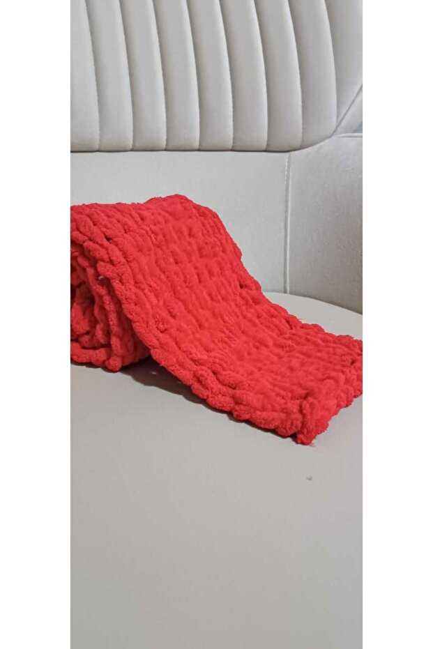 Peluş Örgü Atkı Şal - 3