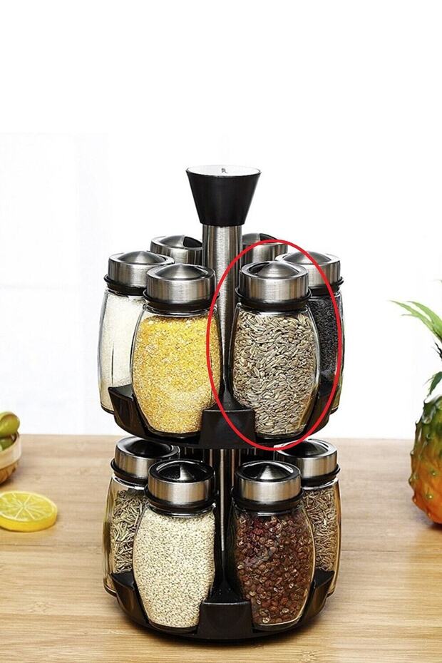 حامل توابل احتياطي بطبقة مزدوجة قابل للدوران 360 درجة - 3