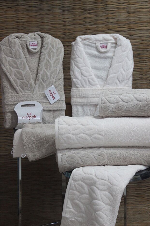 Hazal Cotton 8 Piece Family Bathrobe Set