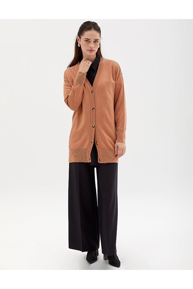 Basic Triko Hırka Somon - 2