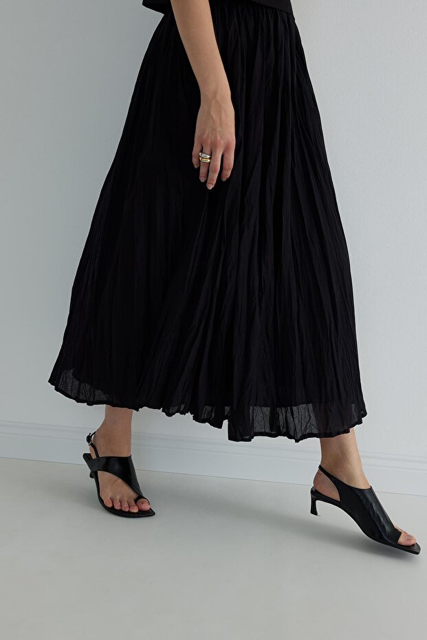 Siyah Donette Piliseli Etek - 3