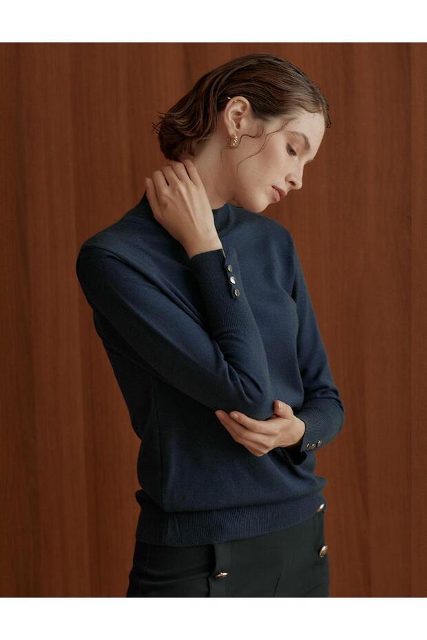 Basic Triko Bluz Indigo - 4