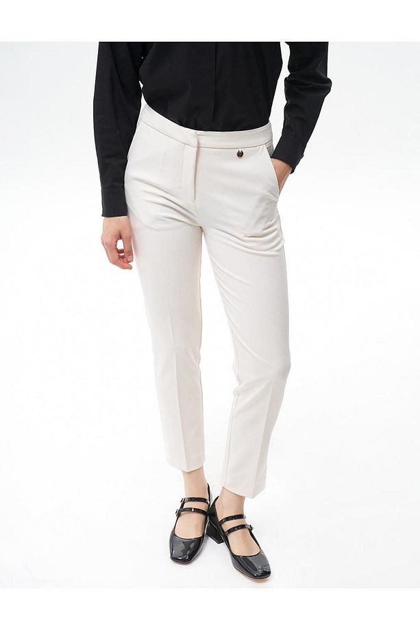 Havuç Kesim Basic Pantolon Ekru - 5