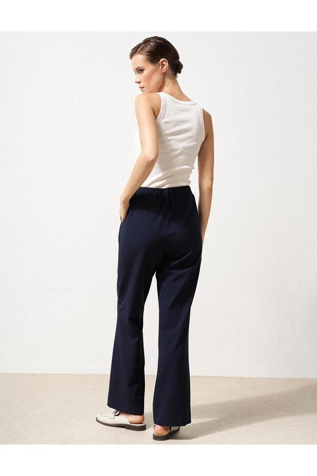 Beli Lastikli Basic Pantolon Lacivert - 4