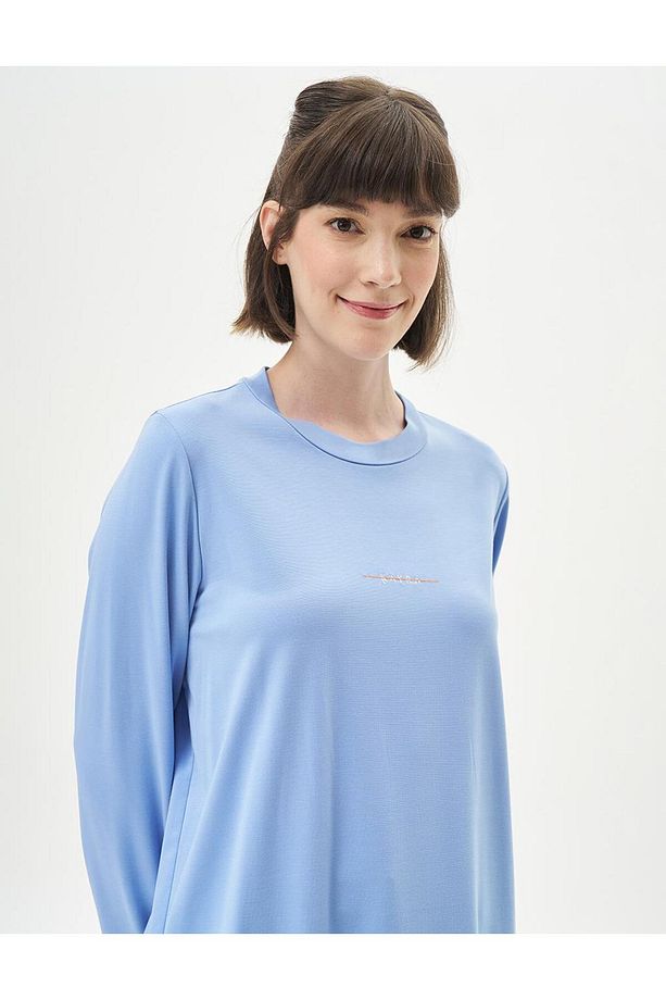Logolu Örme Sweatshirt Havacı Mavi - 4