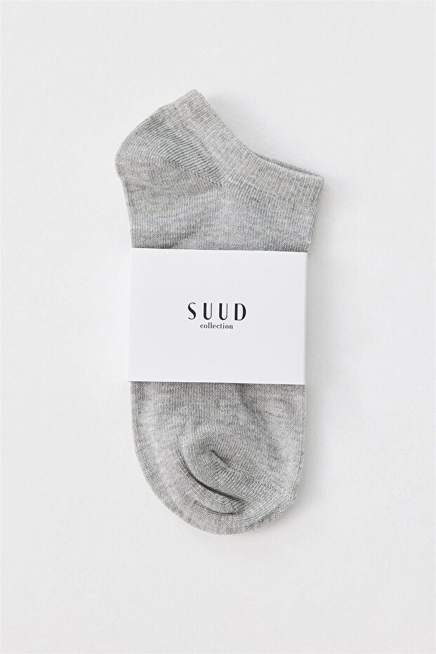 Gray Cotton Booties Socks - 1