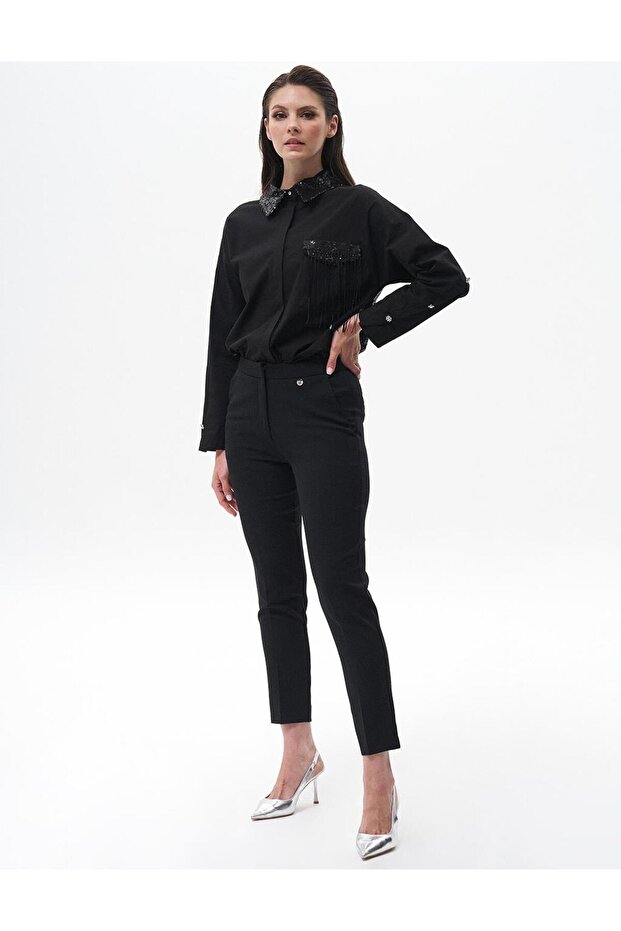 Havuç Kesim Basic Pantolon Siyah - 3