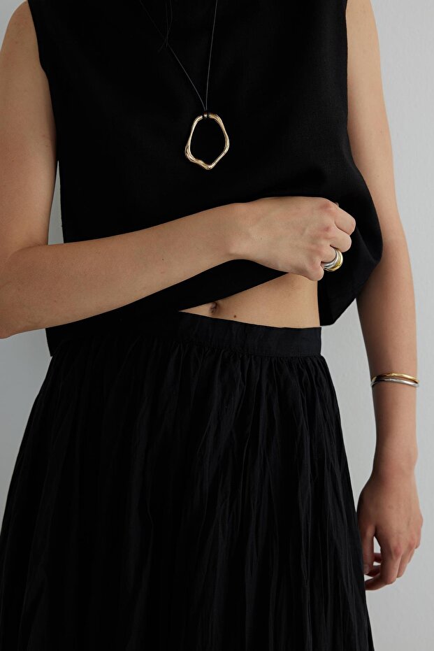 Siyah Donette Piliseli Etek - 6