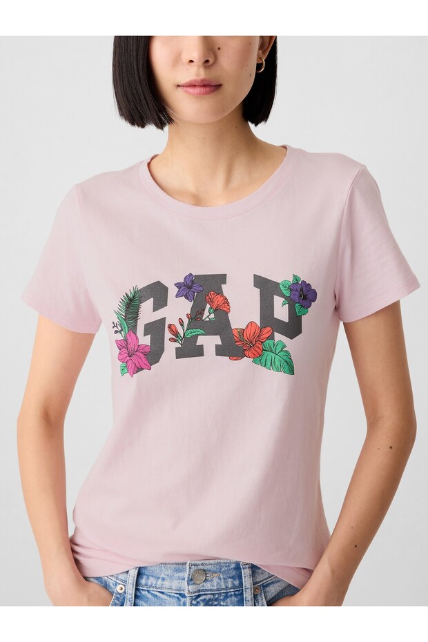 Kadın Pembe Logo T-Shirt - 3